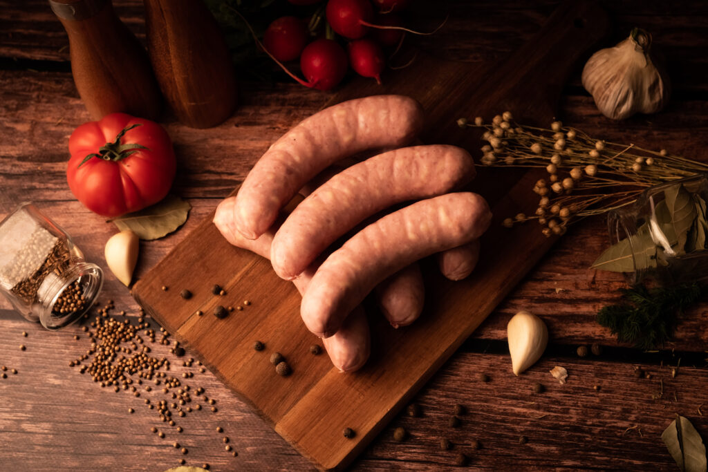 kiełbasa biała z serem - mięso na grill